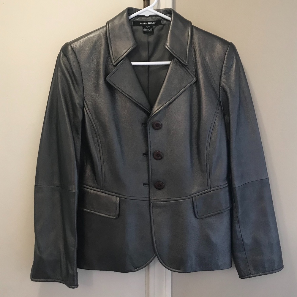 Ellen Tracy Women's Leather Jacket, size Petite 8